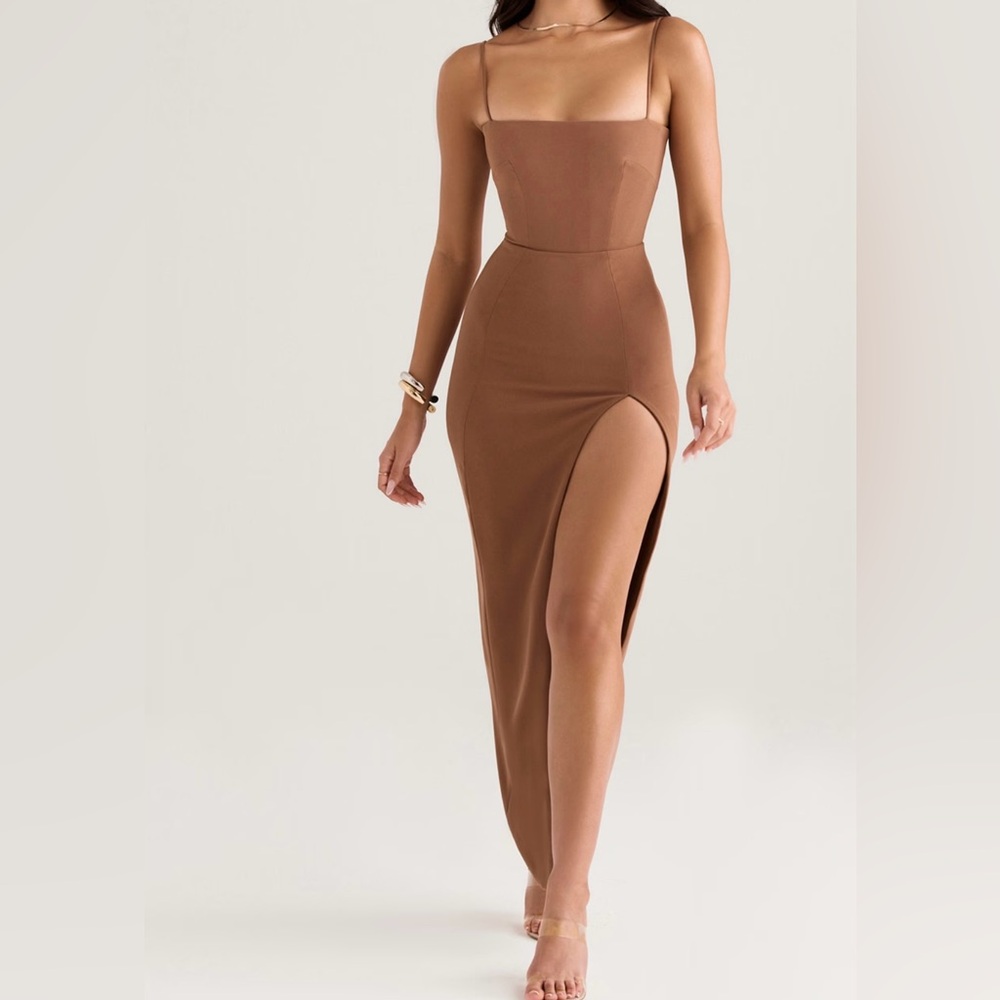 House of CB Jaida Toast Corset Maxi Dress
